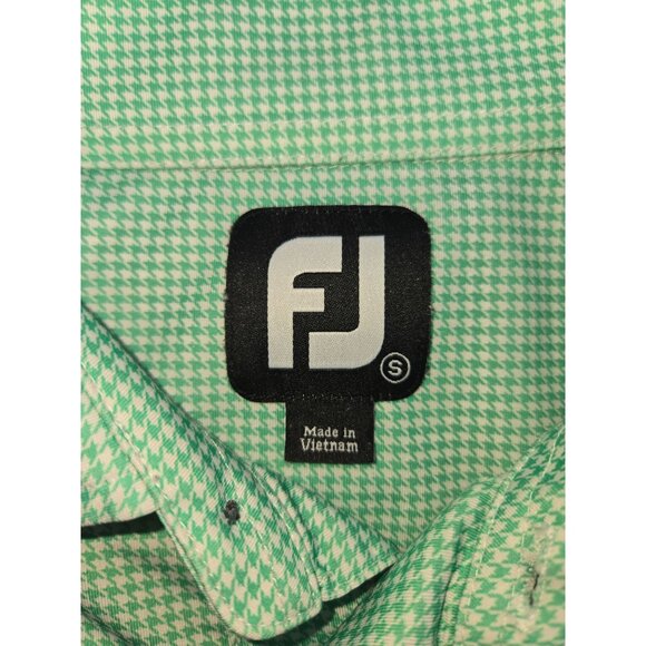 Footjoy FJ Mens Green Houndstooth Lisle Golf Polo Small - Picture 4 of 7